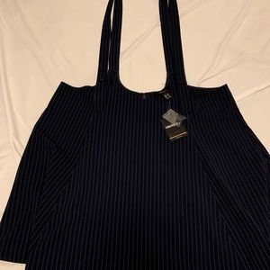 Pinstriped suspender skirt